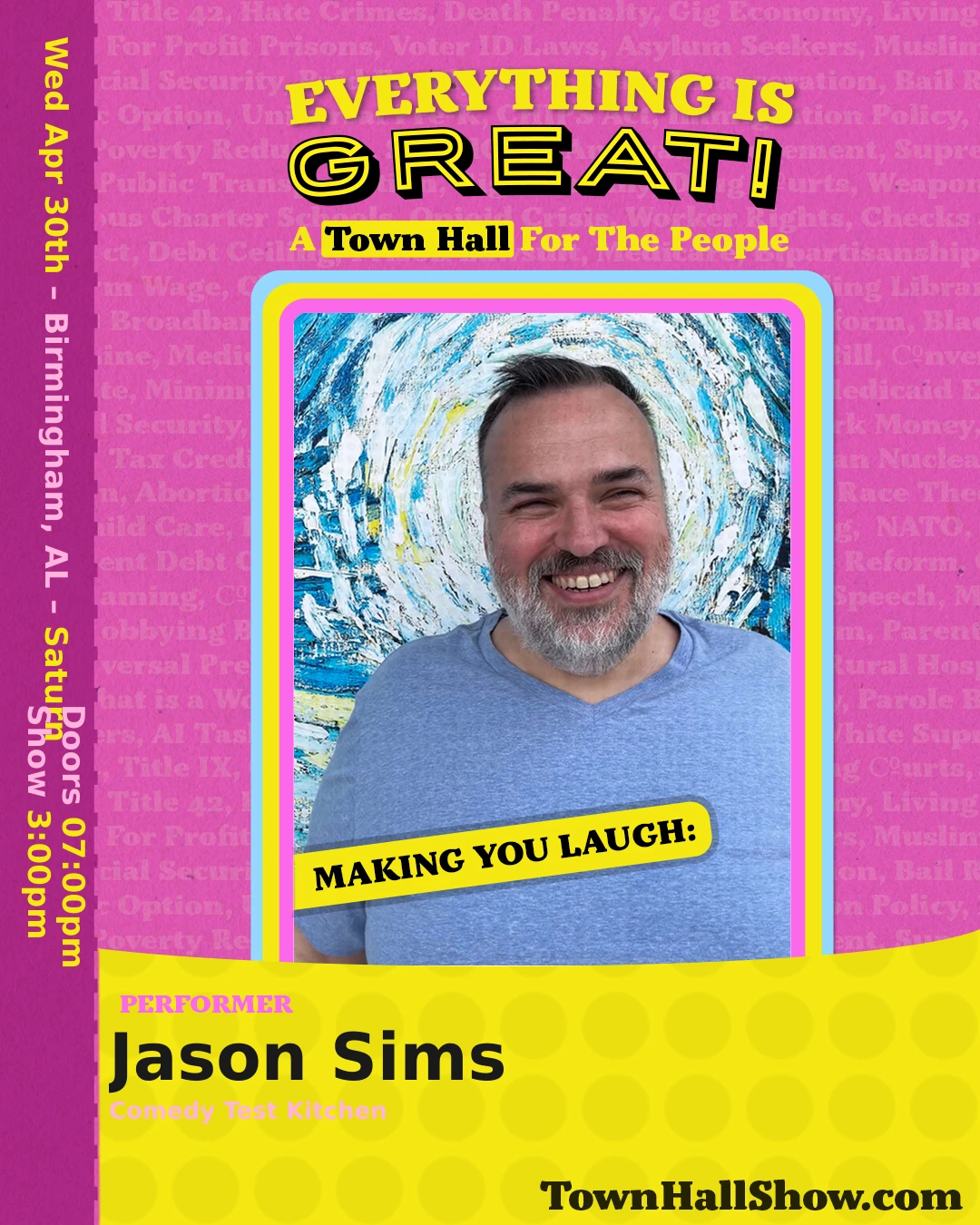 Jason Sims — Performer, Everything Is Great! A Town Hall for the People