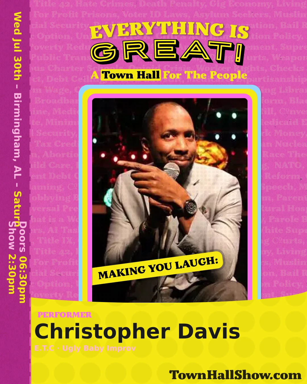 Christopher Davis — Performer, Everything Is Great! A Town Hall for the People